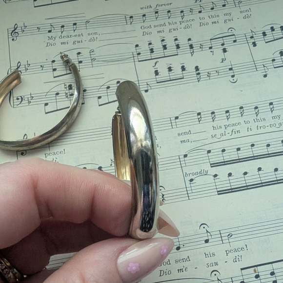 Silver Hoop Large Earrings - Picture 6 of 9